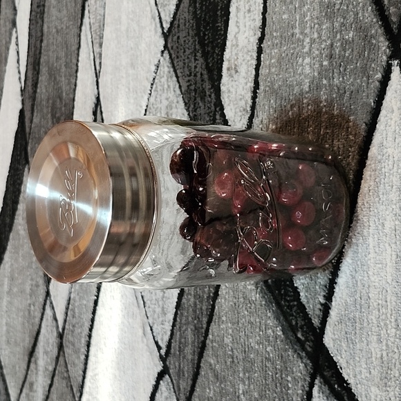 12" DECORATIVE BALL MASON JAR & LID DECORATIVE CHERRIES STORAGE DECOR